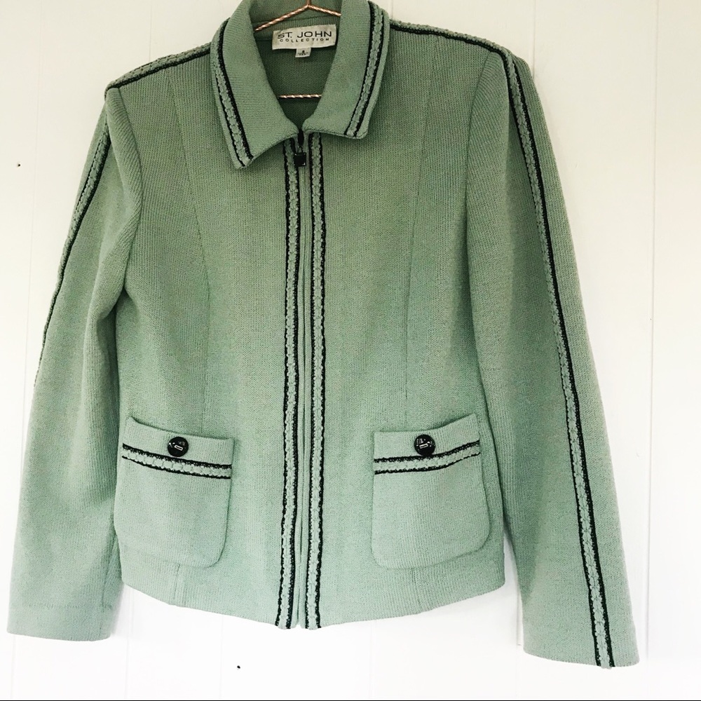 St. John Collection green Santana Knit Jacket 6